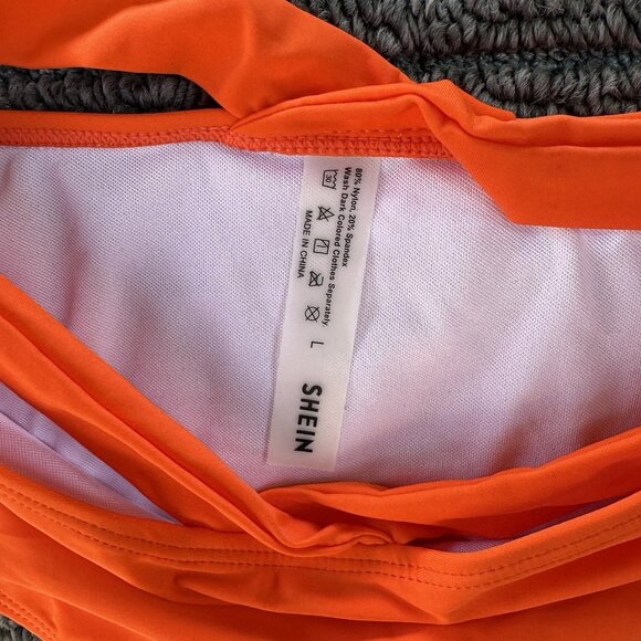 Shein Twist Front Push Up 2 Piece Bikini Swimsuit Set Orange Size Large Cheeky - Picture 12 of 13